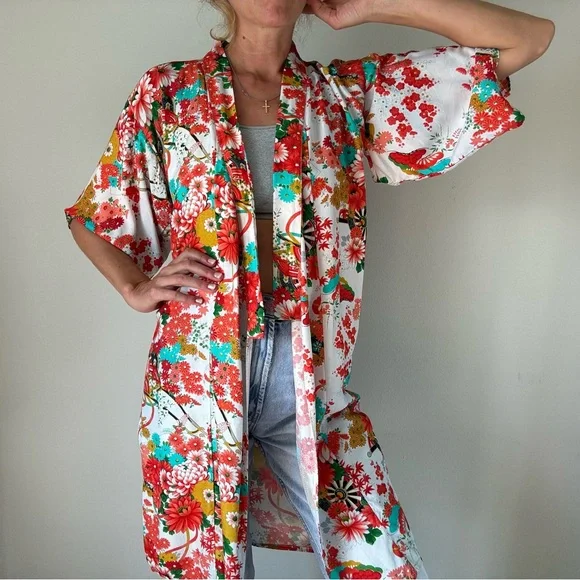Vintage Japanese Floral Kimono Robe | Size 40 | Made in Japan - Picture 9 of 9